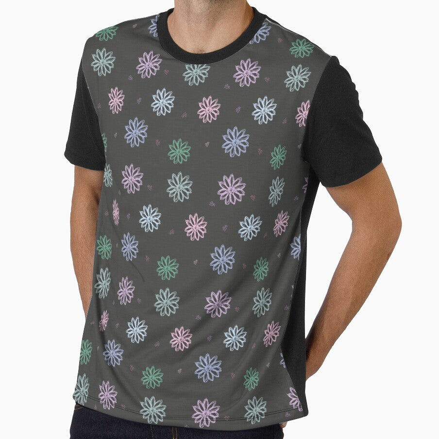 Flower scribble pattern 2- blues and greens by Cherise Rochelle