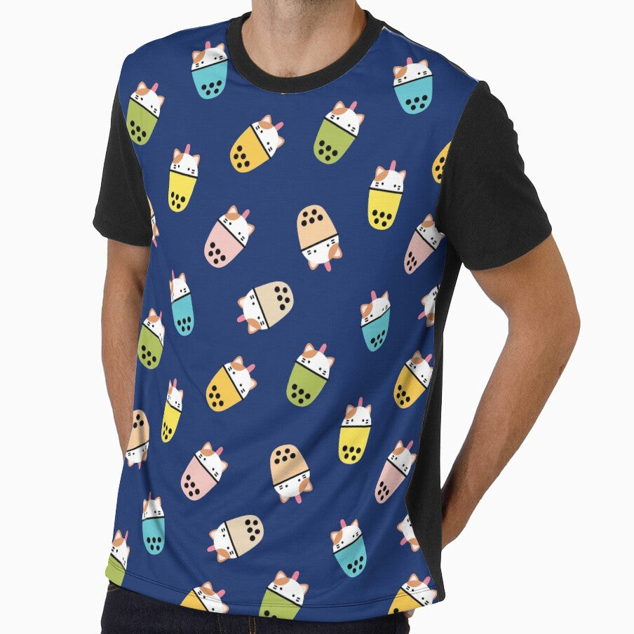 Pet Boba Orange Cat Navy by stephanydc