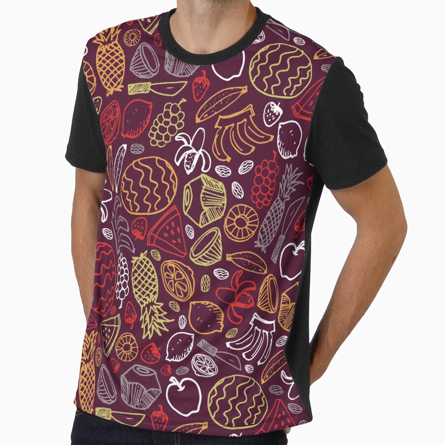 Vector dark purple fruits hand drawn doodle repeat pattern by jamiesoondesign