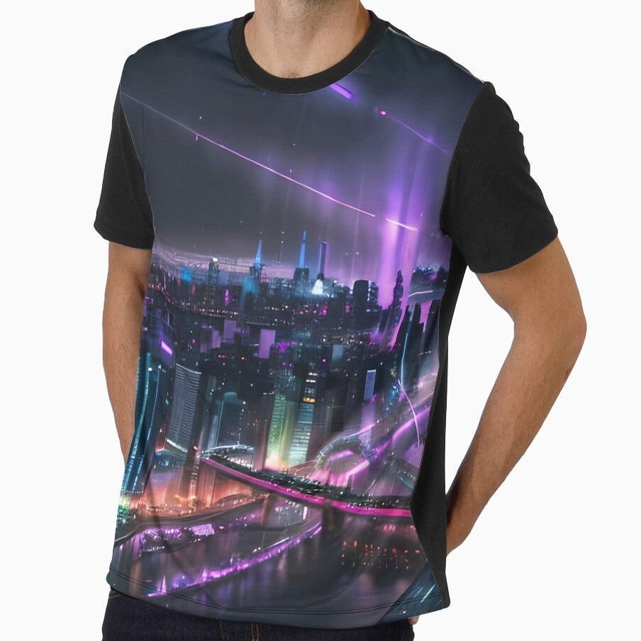 Futuristic Neon City Skyline | Cyberpunk Sci-Fi Cityscape Artwork by ArtscapeProductions