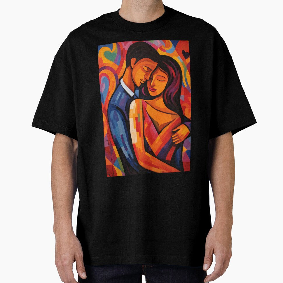 Embracing couple in Fauvism painted style - greeting card  |  Valentines, Anniversary, Romance, Love by OddCorro