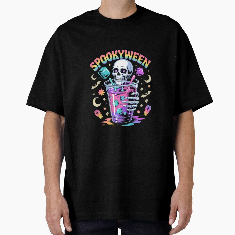Spookyween Skull Drink Cup Design – Neon Pastel Creepy-Cute Halloween Aesthetic for Spooky Season Fans by GemBob Creations