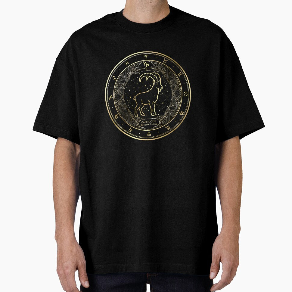 Capricorn Elegant Gold Zodiac Medallion by Zodiac Celestial Art