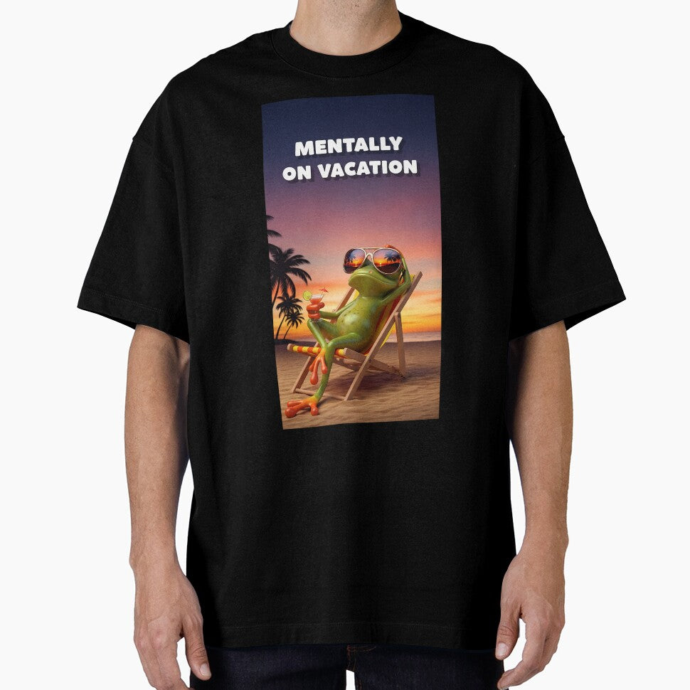 Mentally On Vacation Funny Frog Beach Sunset Art by Itsheartshop