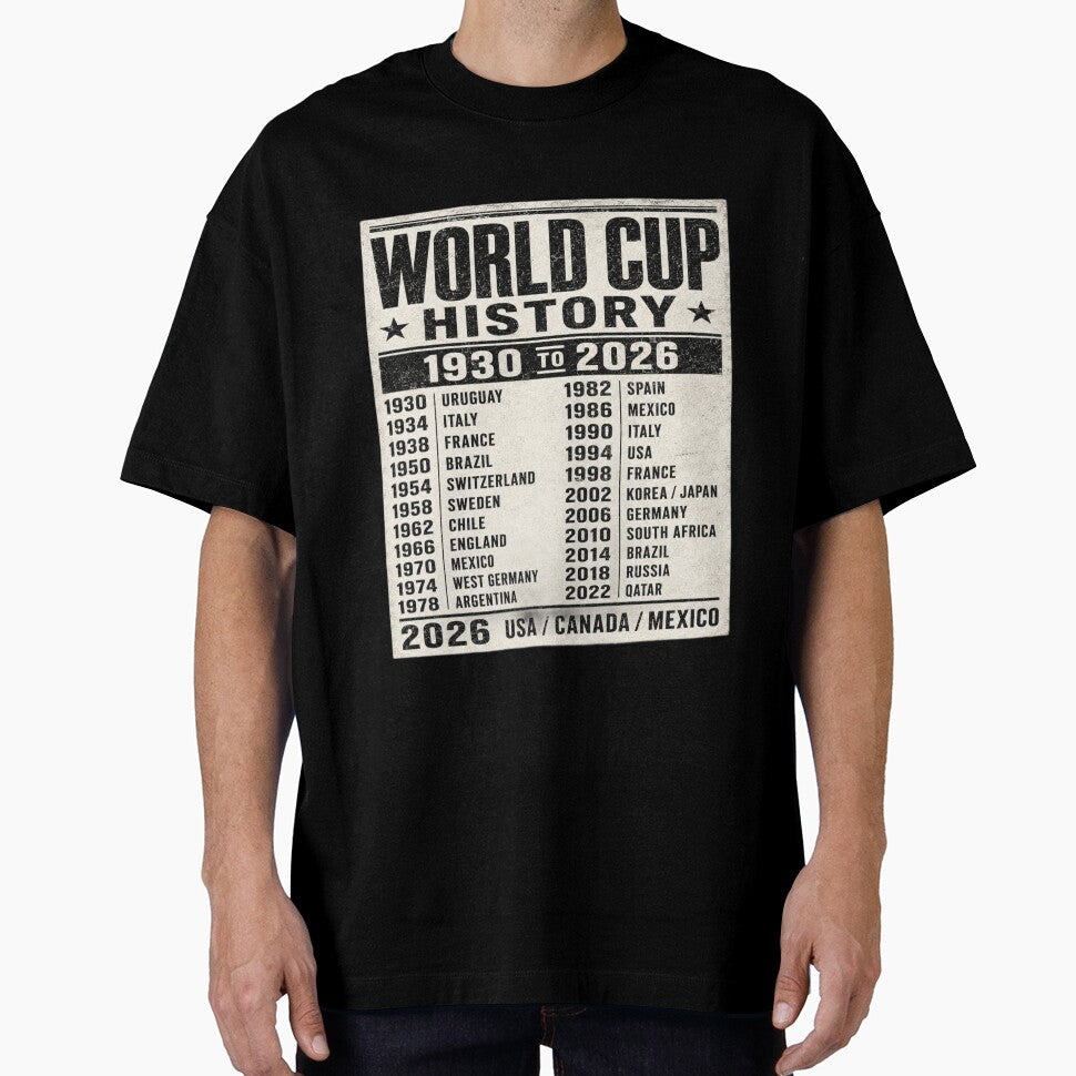 World Cup History 1930–2026 Vintage Football Timeline T-Shirt by ArthUpscale