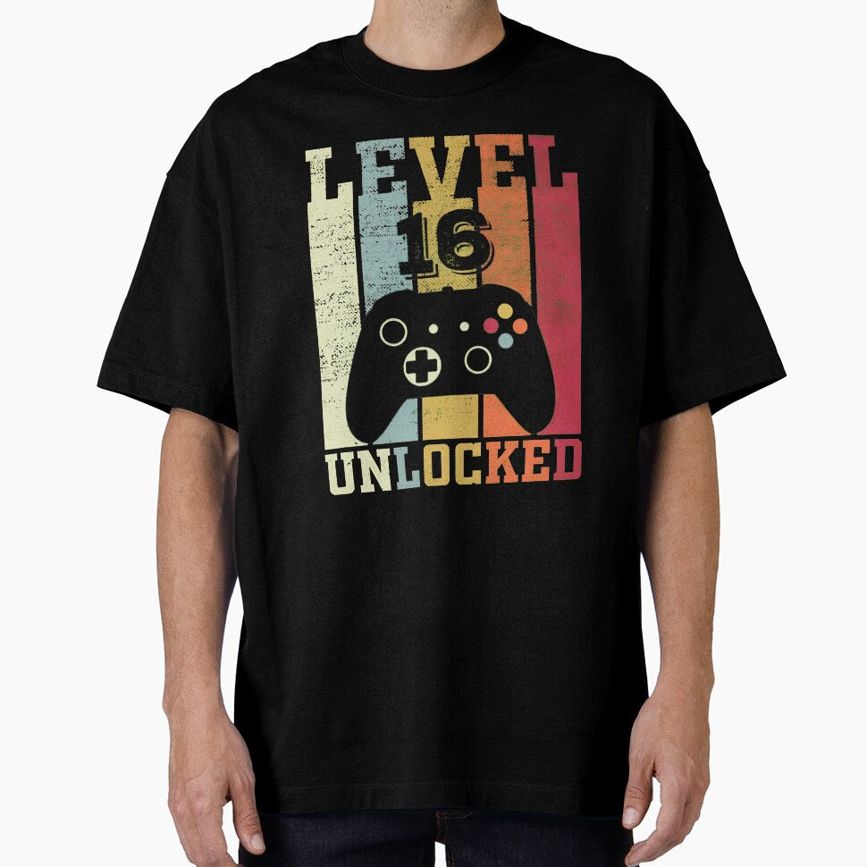 Level 16 Unlocked Vintage Gamer Birthday T-Shirt by OlyvieArt