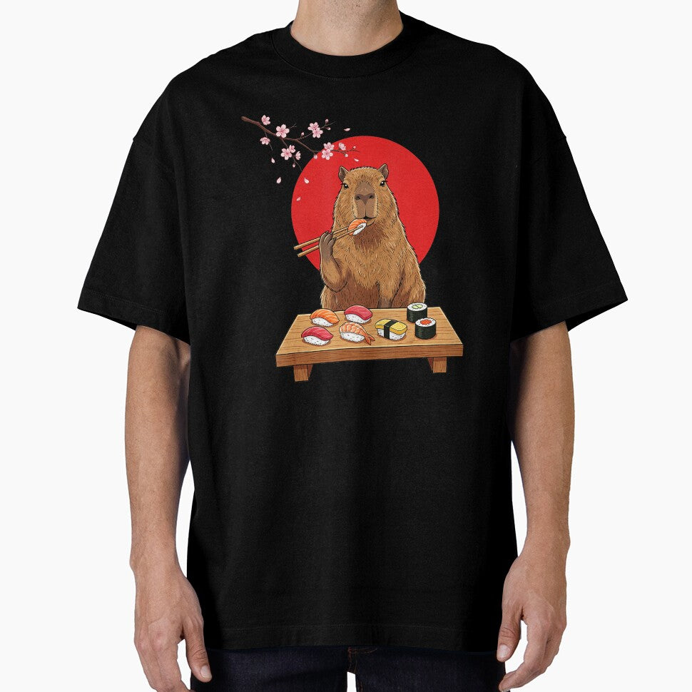 Capybara Sushi Dinner Scene With Vintage Japanese Kawaii Anime Style by titanlevi