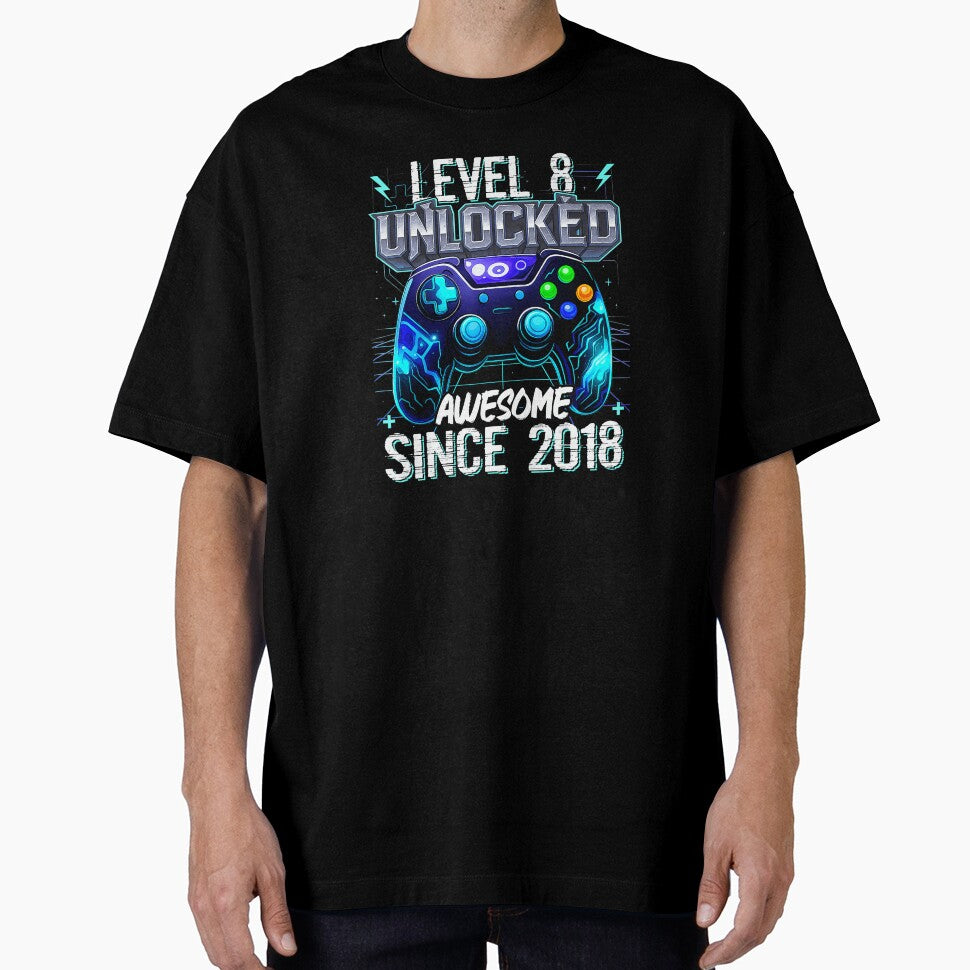 Level 8 Unlocked Gamer Milestone Neon Controller Graphic by FGTV2021