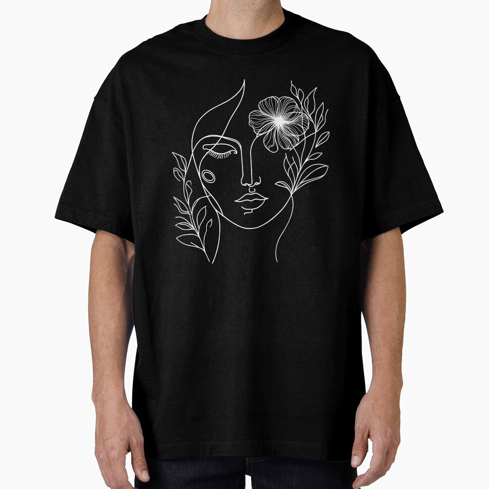Abstract minimalist woman face line art Floral Flower Artsy Fashion by CG Studio