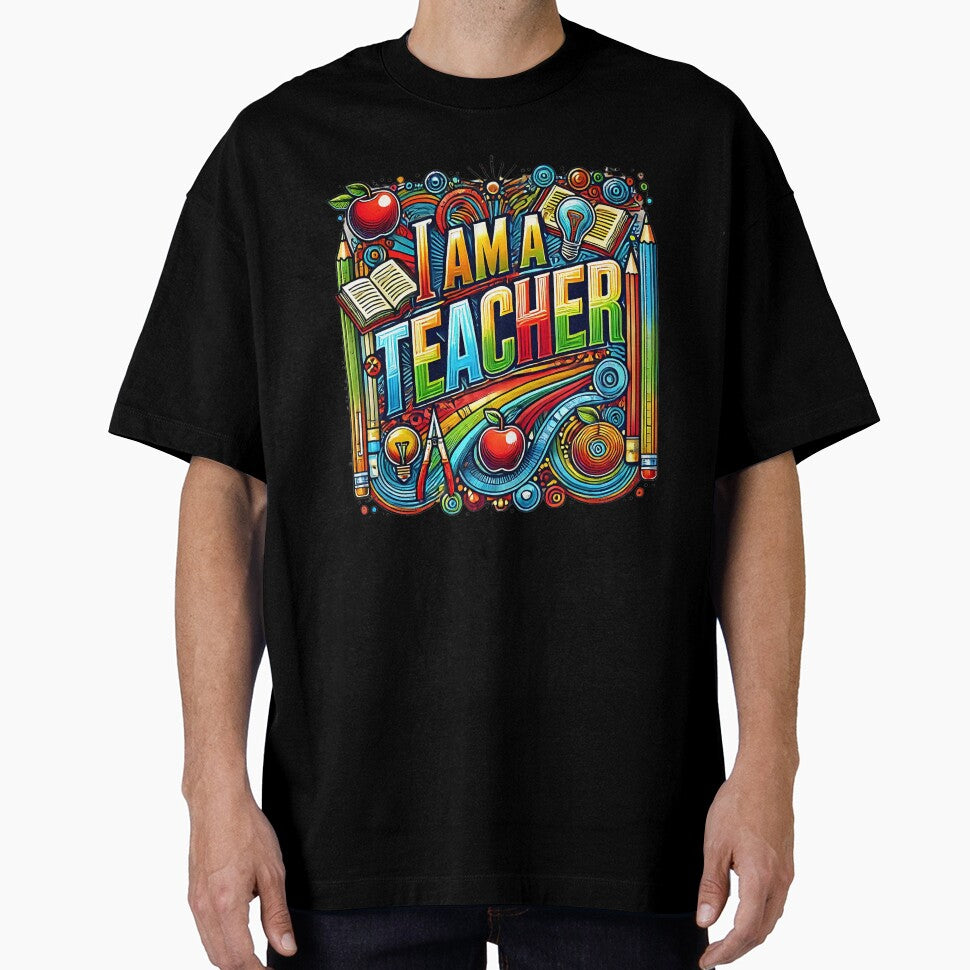 I Am a Teacher Tee - Bold and Colorful Design for Educators by BlankCanvasHaHa