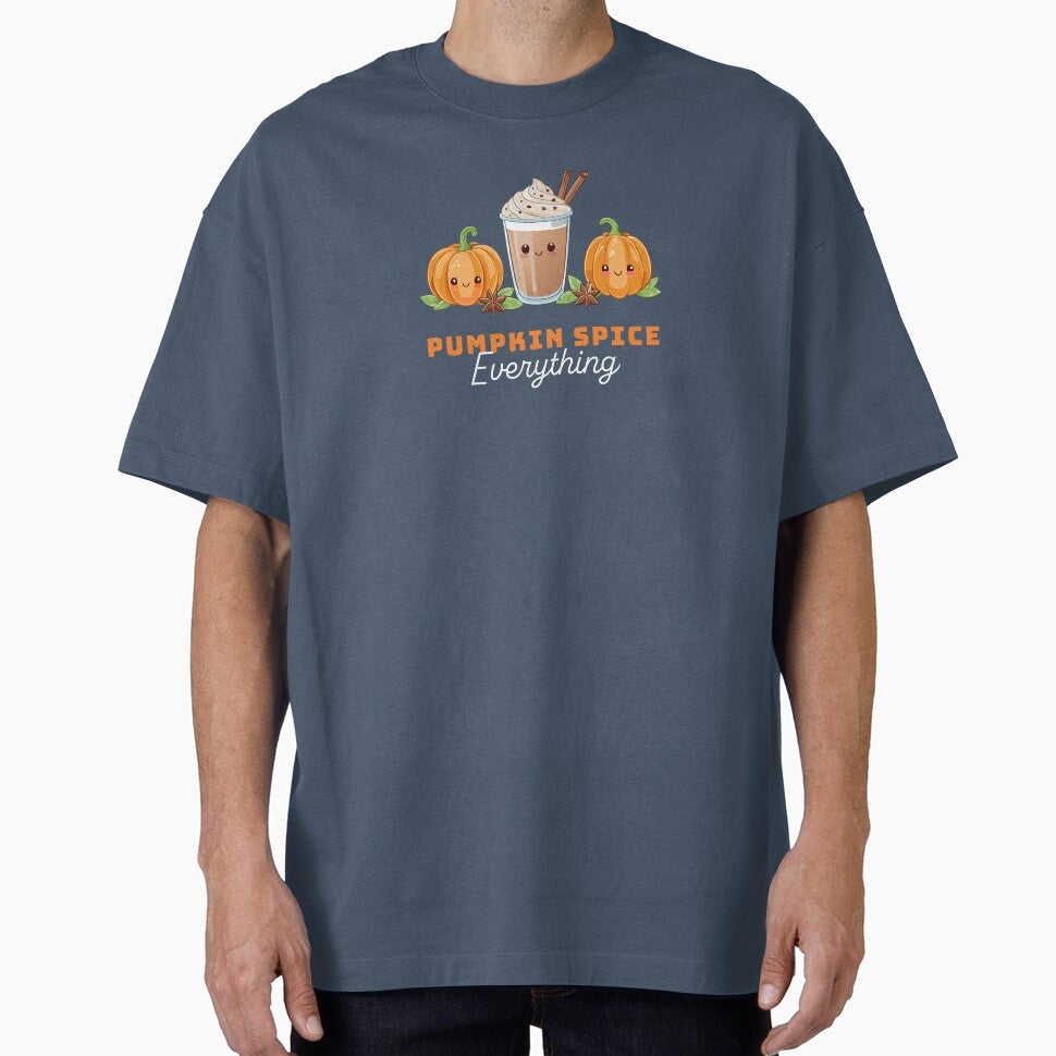 Kawaii Pumpkin Spice Everything | Cute Autumn Coffee with Pumpkins Typography Design by GrybDesigns
