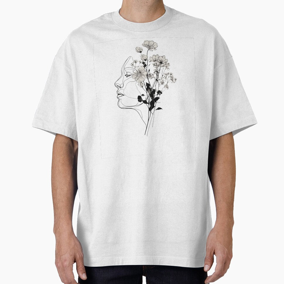 One Line Face Wildflowers | Minimalist Mental Health Art by TypoArtPrints