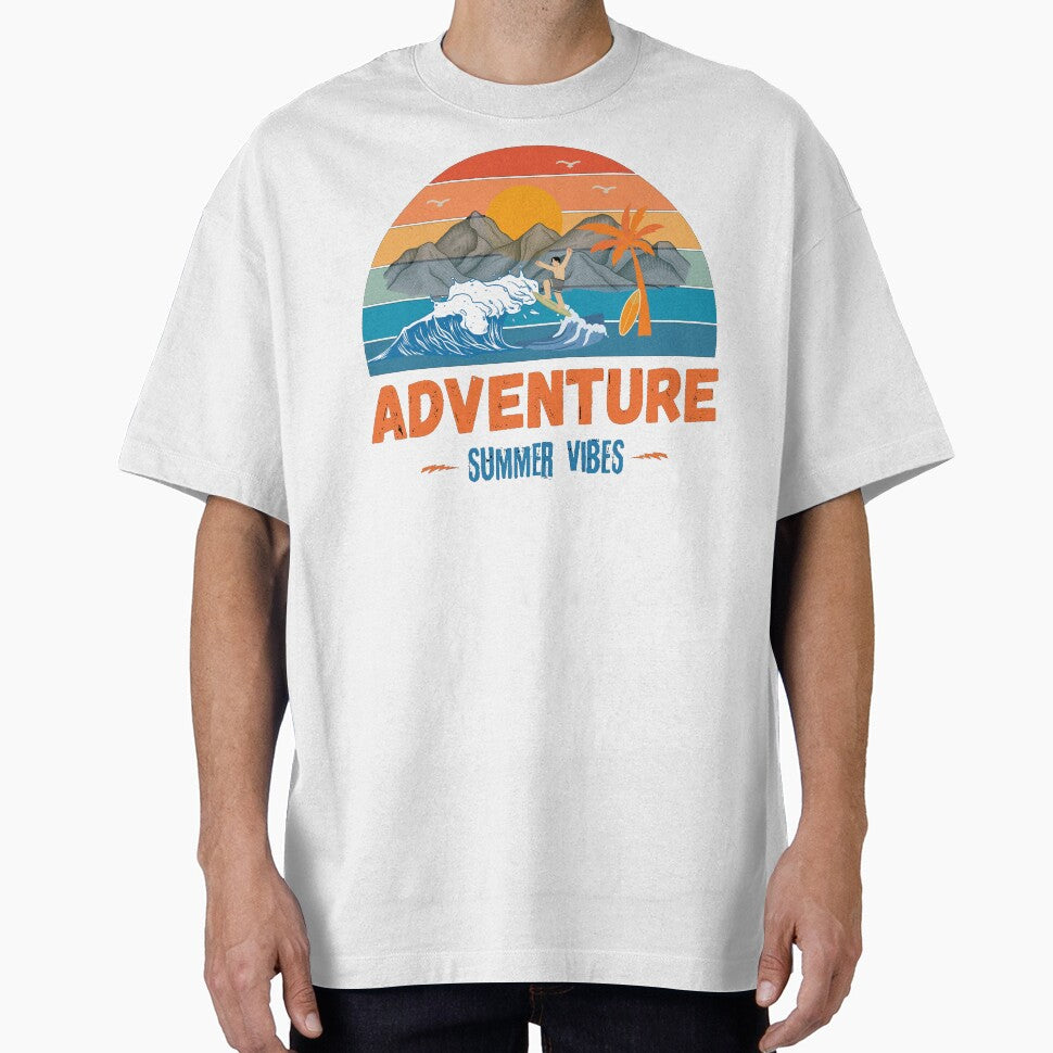 Retro Sunset Adventure Shirt for Men Women Summer Vacation Beach Travel Graphic Tee by NeO² Studio