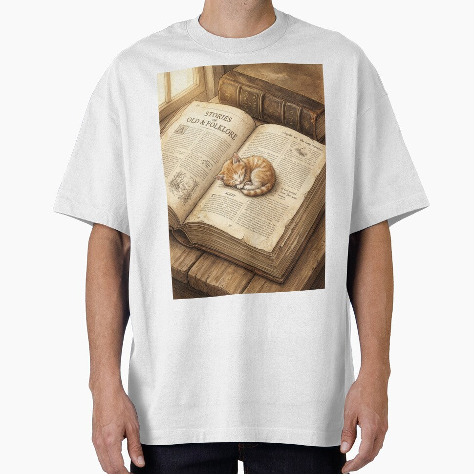 Tiny Kitten Sleeping on a Giant Vintage Book Miniature Illustration by DuckOddity