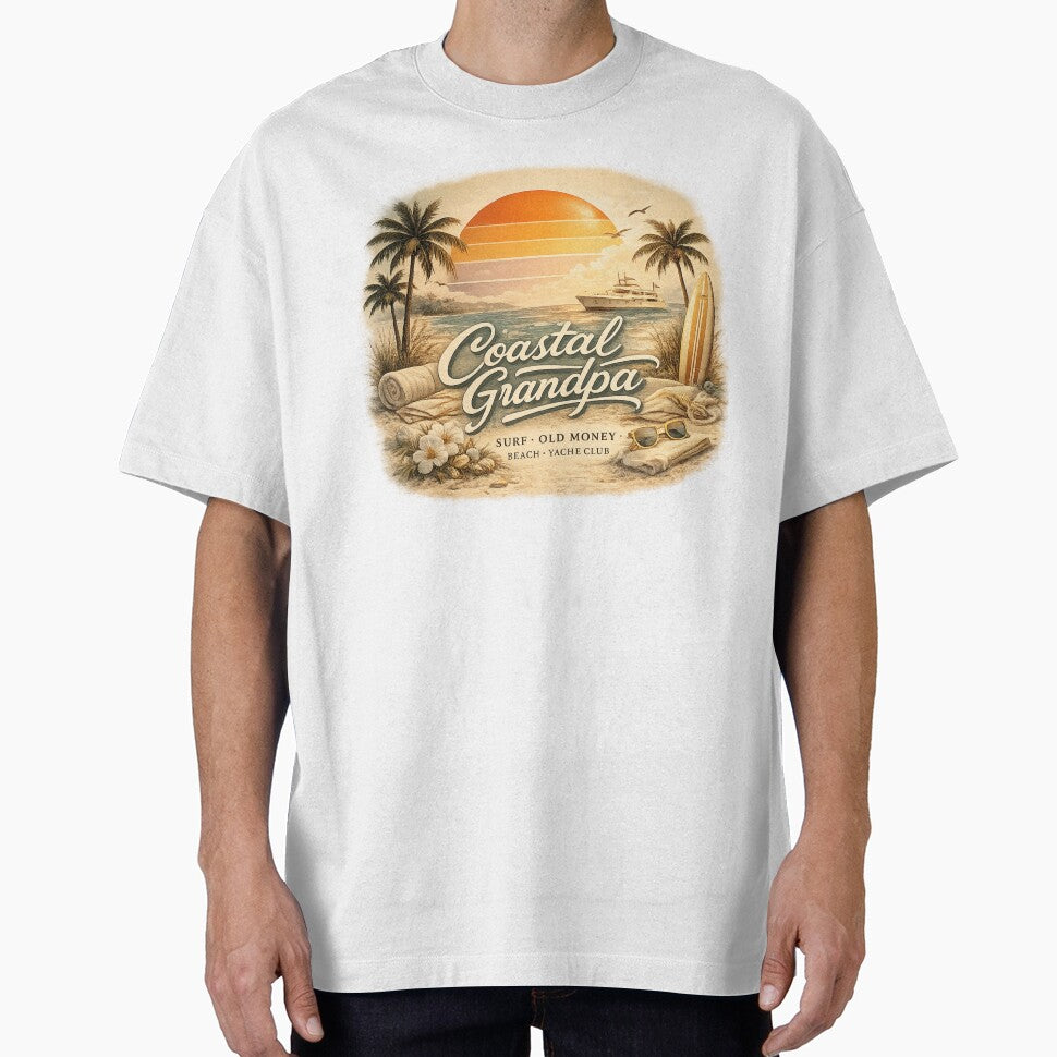 Retro Coastal Grandpa Aesthetic Beach Sunset Surf Club Vintage Summer Art by MartBook