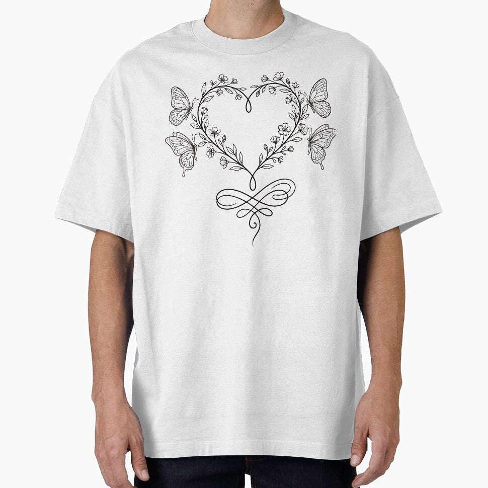 Butterfly Botanical Heart Line Art by seven things shop