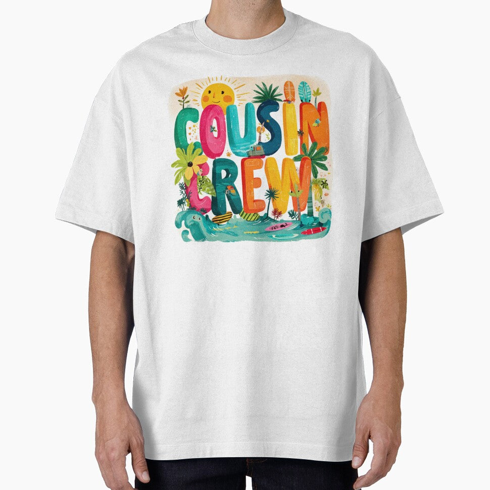 Cousin Crew Beach T-Shirt – Tropical Palms, Waves & Sunshine Family Matching Tee by Happy'CLICK'
