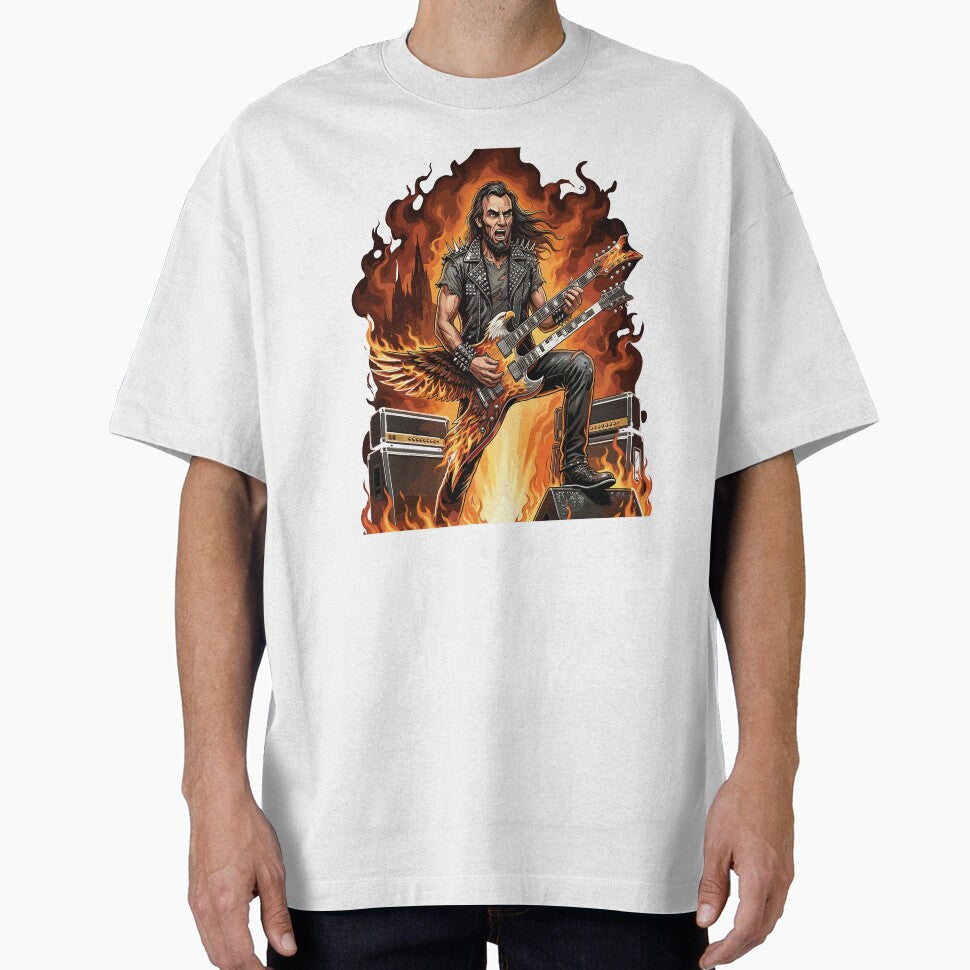 Heavy Metal Abraham Lincoln Guitarist | Rock Guitar Vintage Patriotic Illustration by FouChan