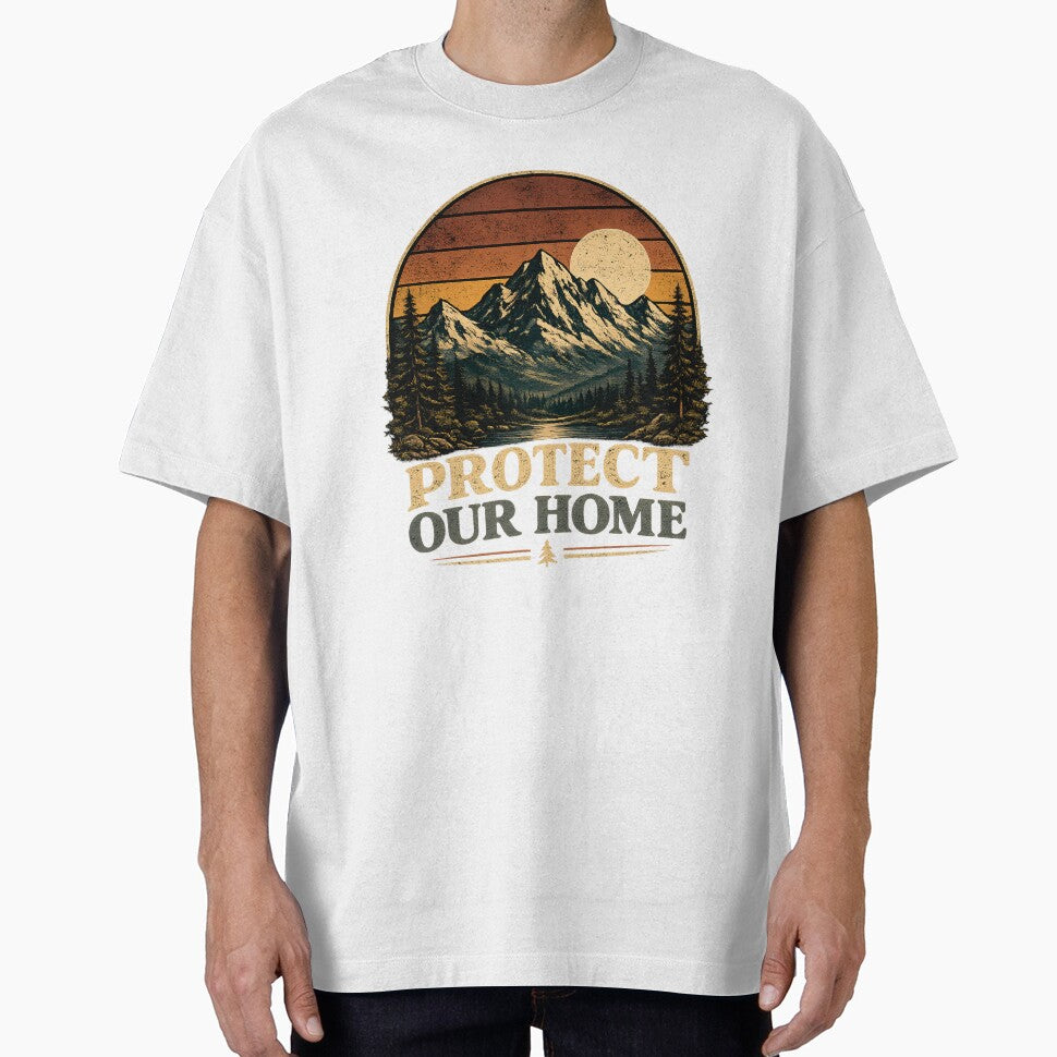 Retro Protect Our Home Mountain Art by NeoPrintArt