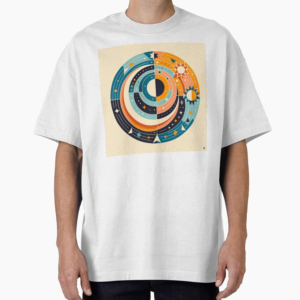 Geometric Sun and Moon Circle by InkSmithery