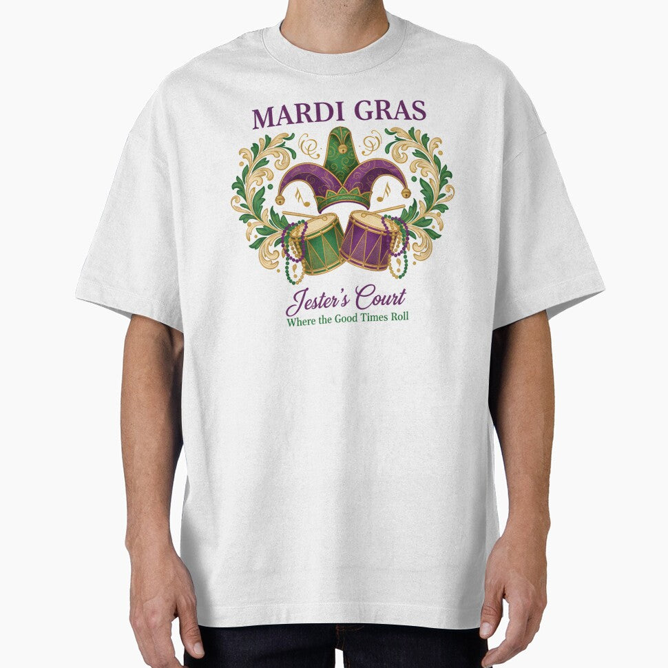 Mardi Gras Jester’s Court – Vintage Carnival Mask & Drums New Orleans Festival Design by justyna-s28