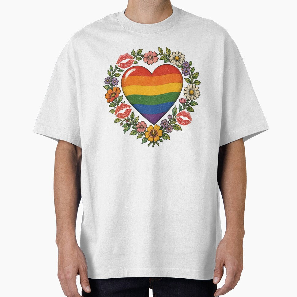 Vintage Rainbow Pride Heart Floral Design | LGBTQ+ Love and Equality Retro Aesthetic by TheStephanieRome