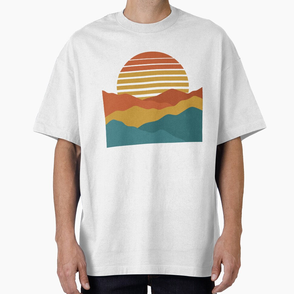 Retro 70s Sunset Over Layered Mountains by SithCreation