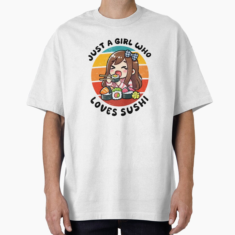 Just A Girl Who Loves Sushi - Kawaii Anime Girl Retro Sunset by Abibless1998