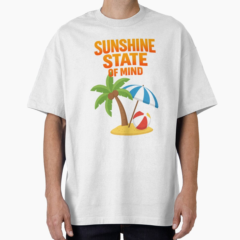 Sunshine State of Mind - Tropical Beach Vibes Palm Tree Summer Quote Design. by LunaPrintCo
