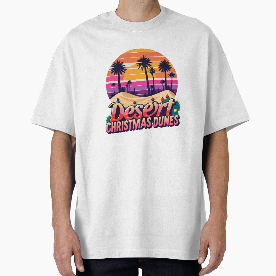 Desert Christmas Dunes – Retro Tropical Holiday Sunset with Palm Trees and Cacti by LoliDesignShop