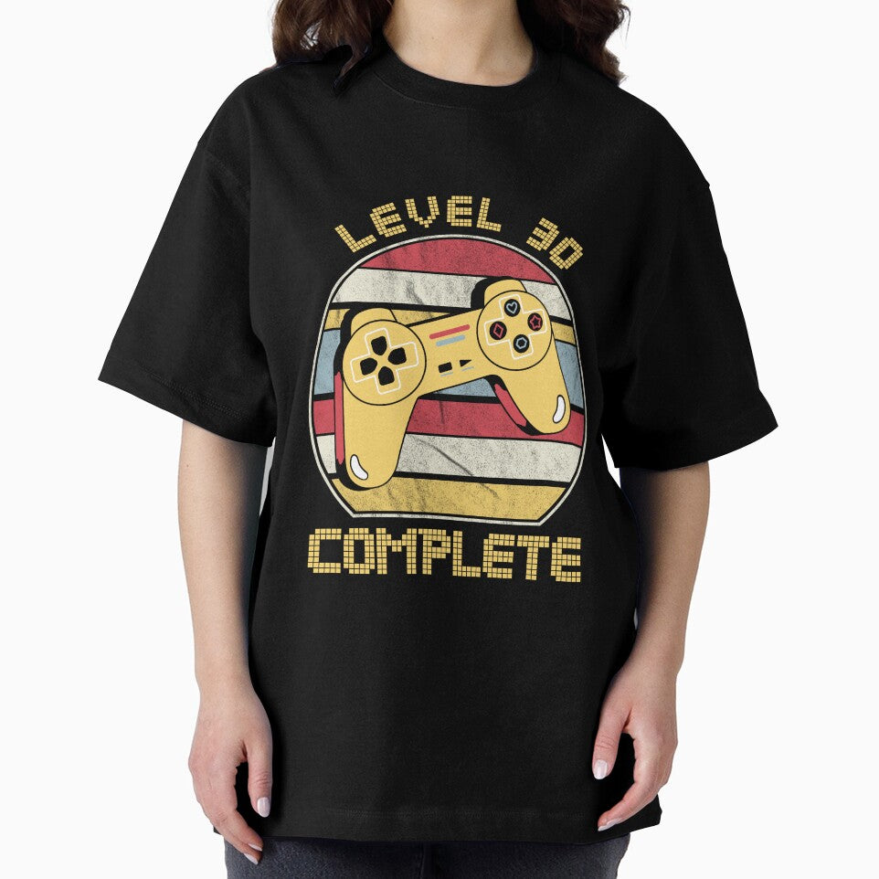 Level 30 complete, video gamers ,30th anniversary, 30th birthday, funny gaming pun,celebration, vintage,70's palette, retro controller, by allycat57
