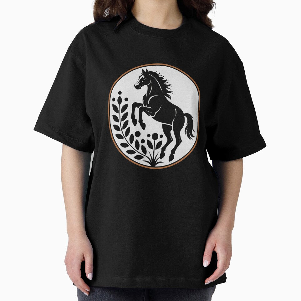 Elegant Horse with Leaves Circle Design by Gogetgiggles