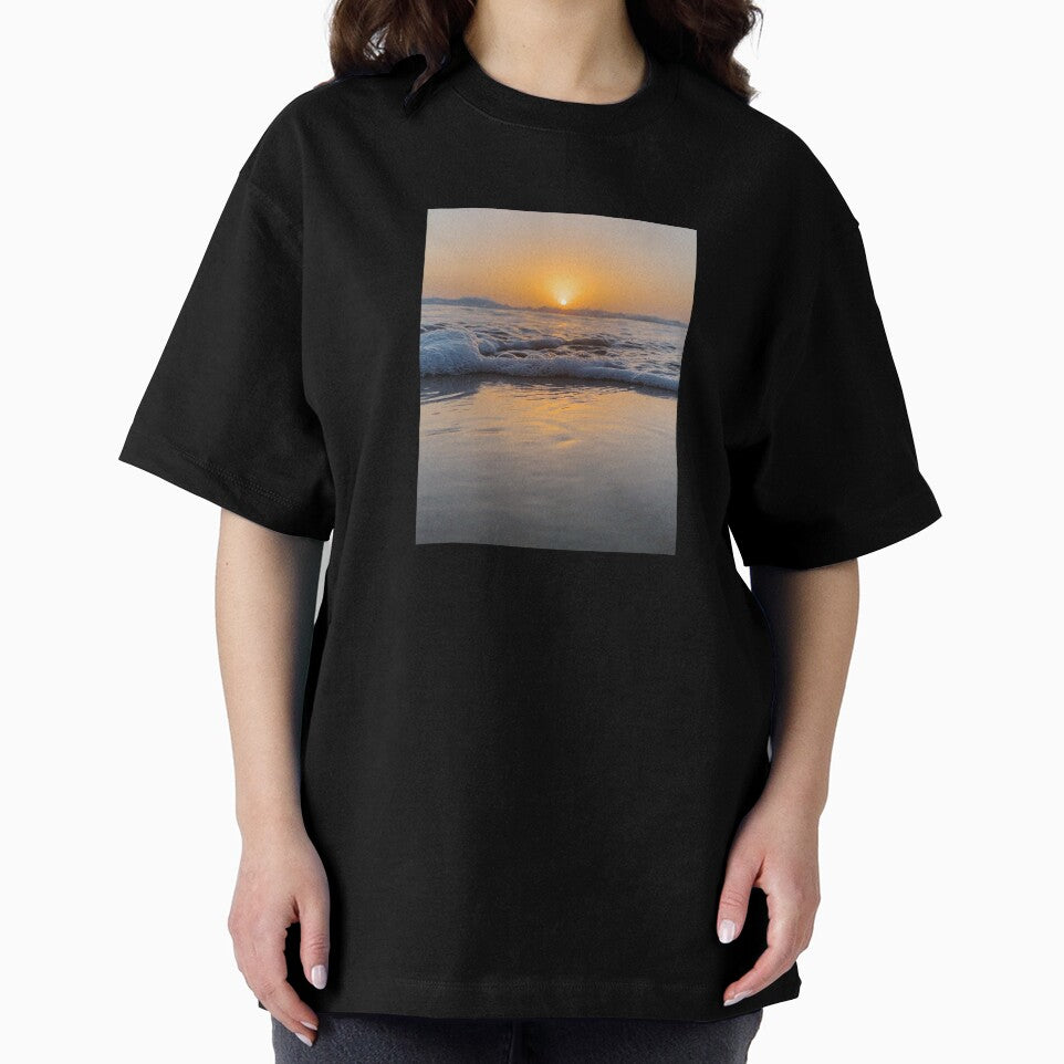 beach sunset by ocean-wave