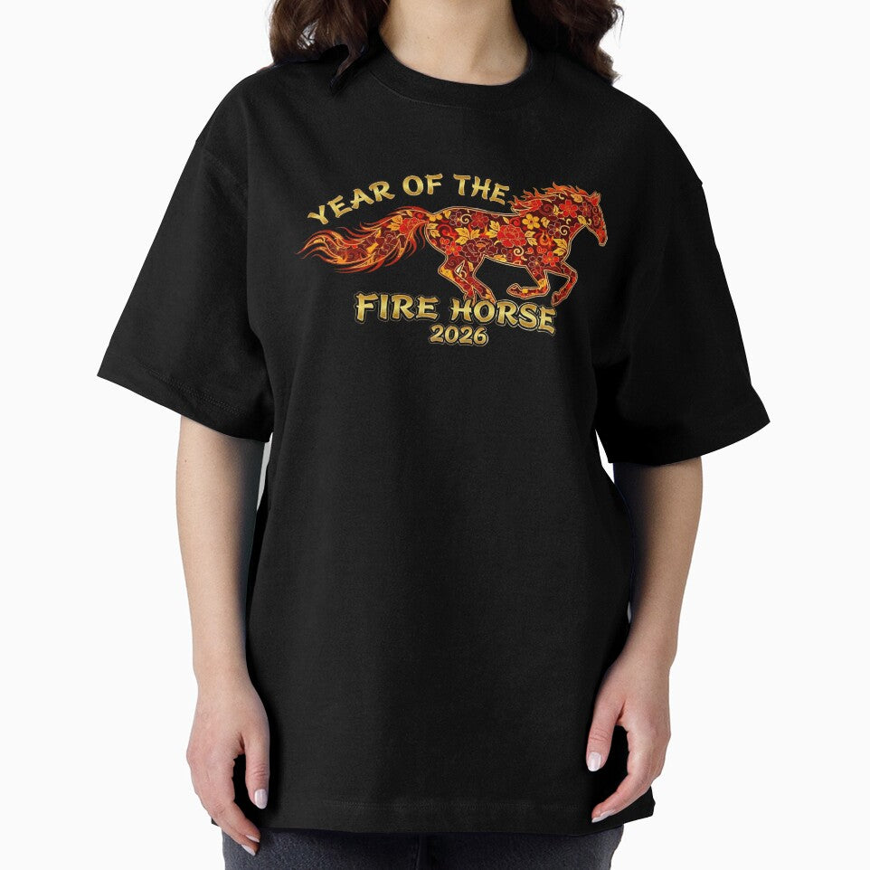 Lucky Year of the Fire Horse 2026 - Red Floral & Gold Bow by TheHenbury