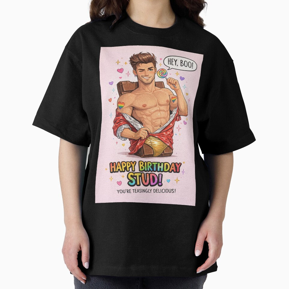 Sexy Gay Birthday Humor with Chocolate and Rainbow Pride by Places On Earth