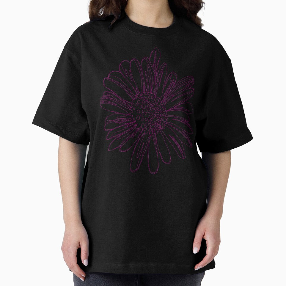 Pink Daisy flower line art by Fransyn