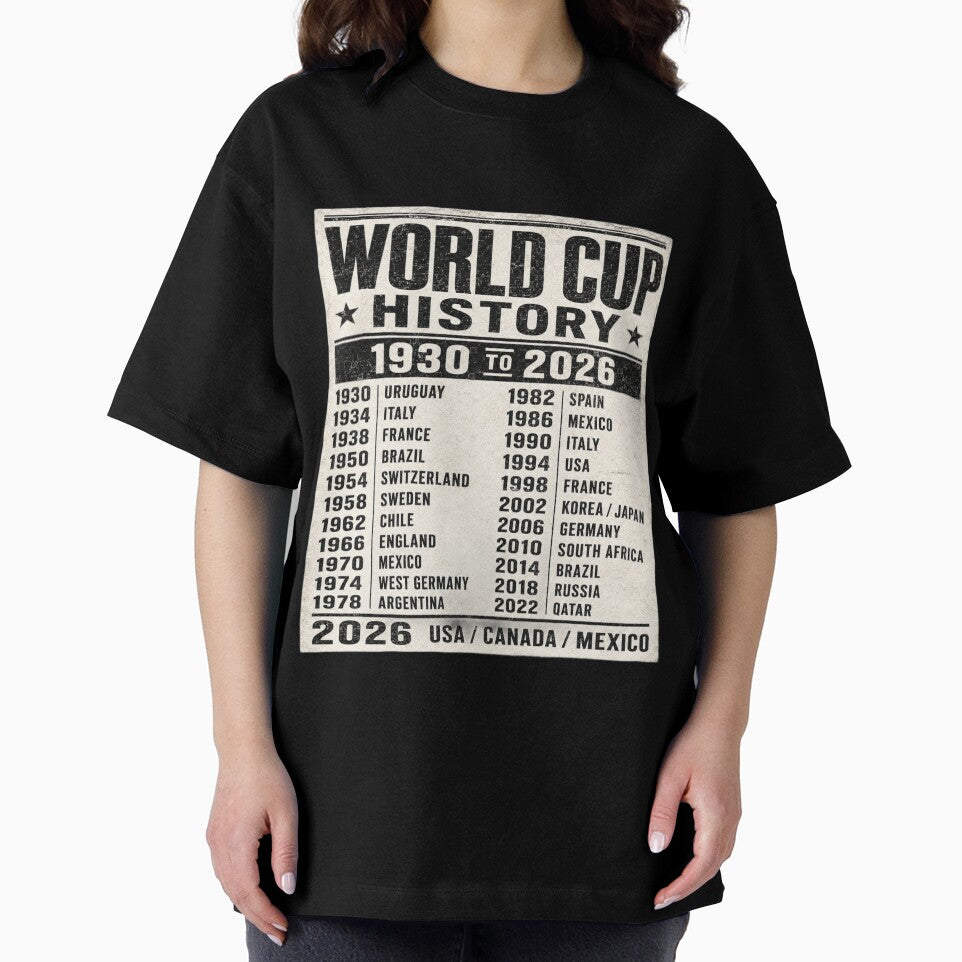 World Cup History 1930–2026 Vintage Football Timeline T-Shirt by ArthUpscale