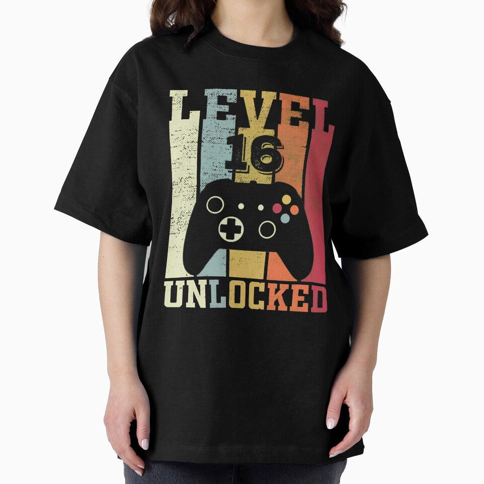 Level 16 Unlocked Vintage Gamer Birthday T-Shirt by OlyvieArt