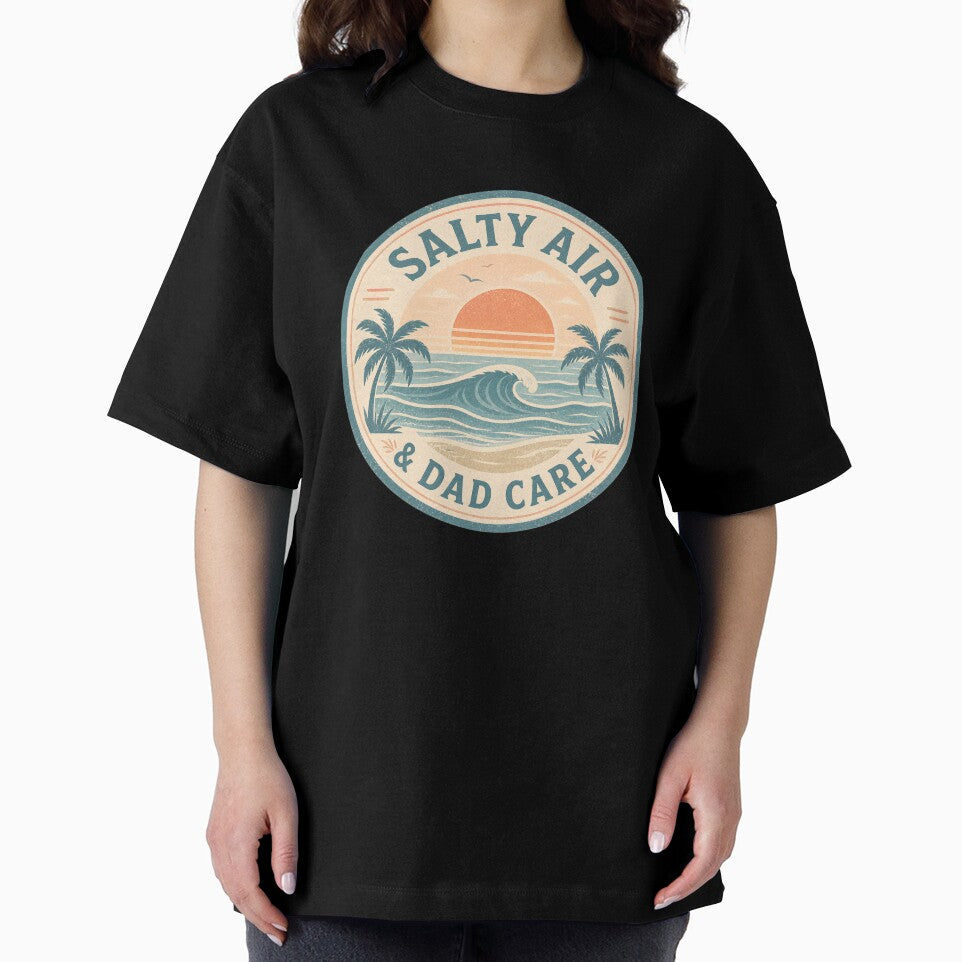 Salty Air & Dad Care Sticker – Vintage Beach Sunset Ocean Waves Dad Life Decal by FestivityFinds