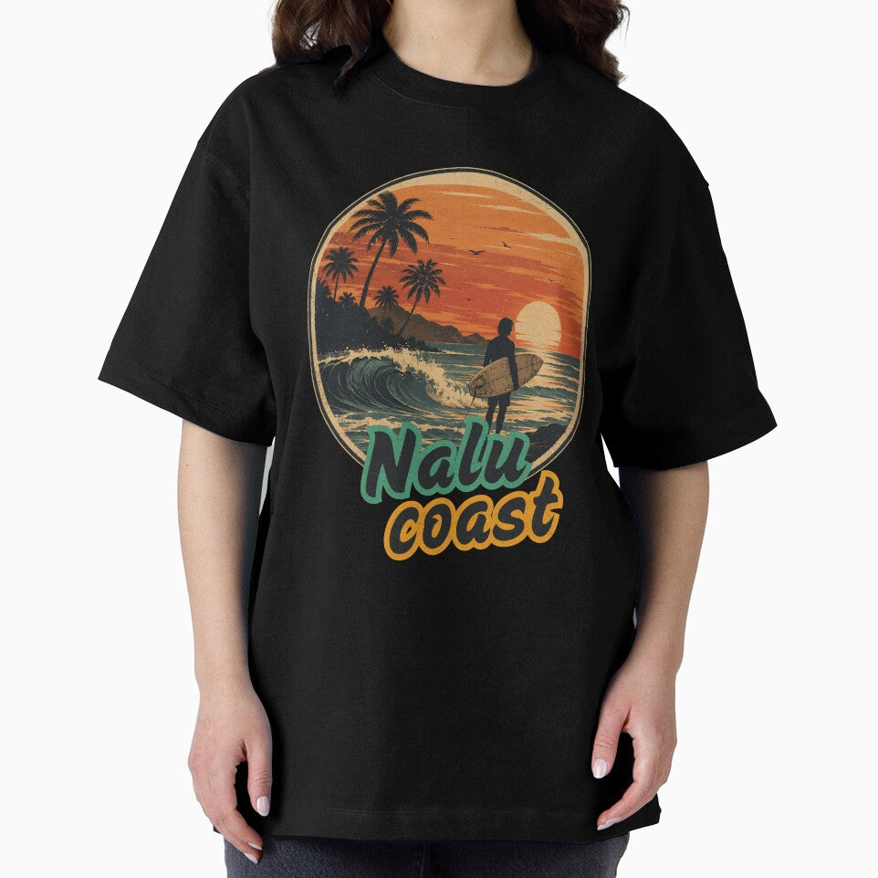 Nalu Coast Sunset Surf | Vintage Tropical Beach Surfer T-Shirt by Nalu Coast