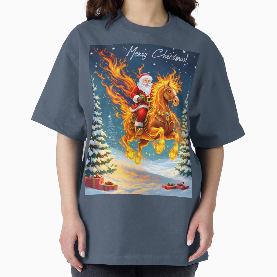 Santa Claus on a fiery horse!, Year of the Fire Horse, Happy New Year and Merry Christmas! fire on black background by orthodox-icon