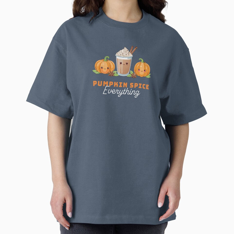 Kawaii Pumpkin Spice Everything | Cute Autumn Coffee with Pumpkins Typography Design by GrybDesigns