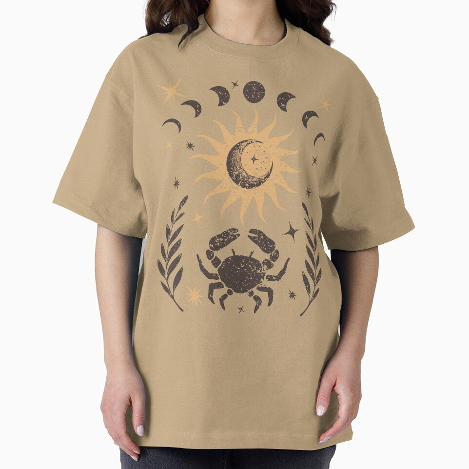 Cosmic Cancer Zodiac Sign Art - Celestial Sun Moon and Crab Design for Astrology Lovers by TuncGK