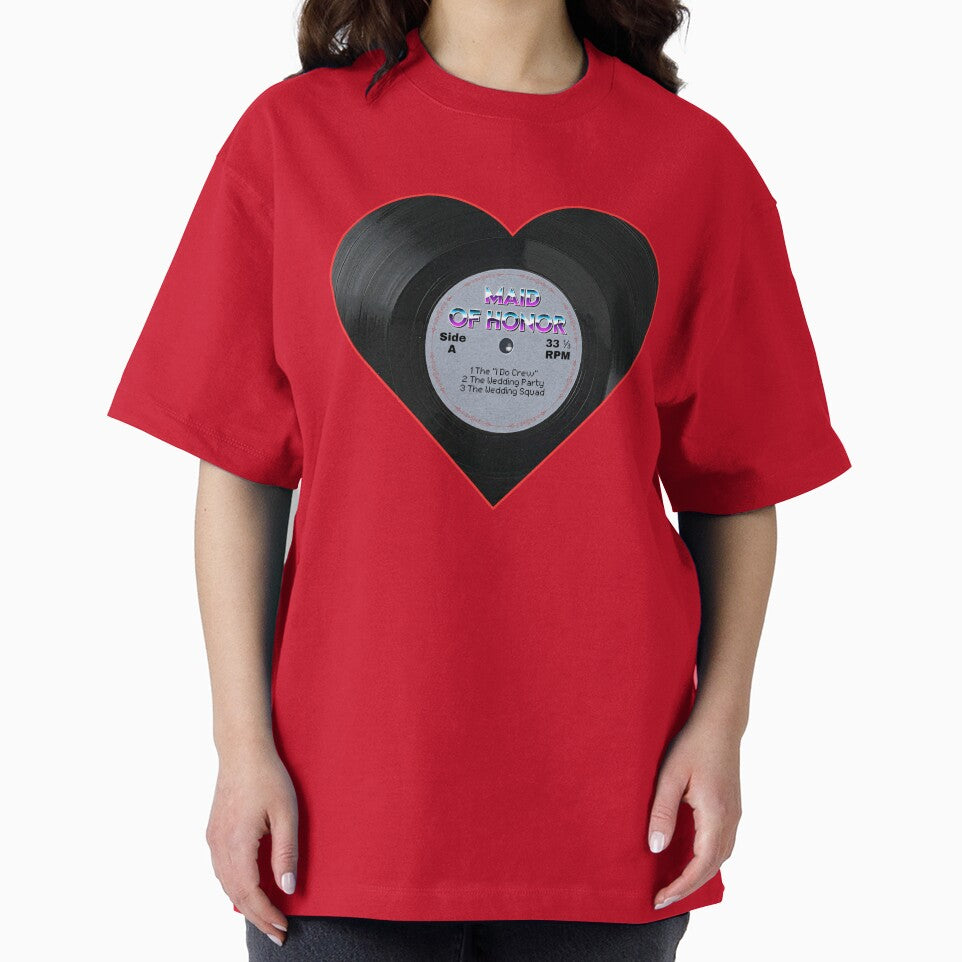 Maid of Honor Heart Record Retro Wedding Party Design by MusicFanTees