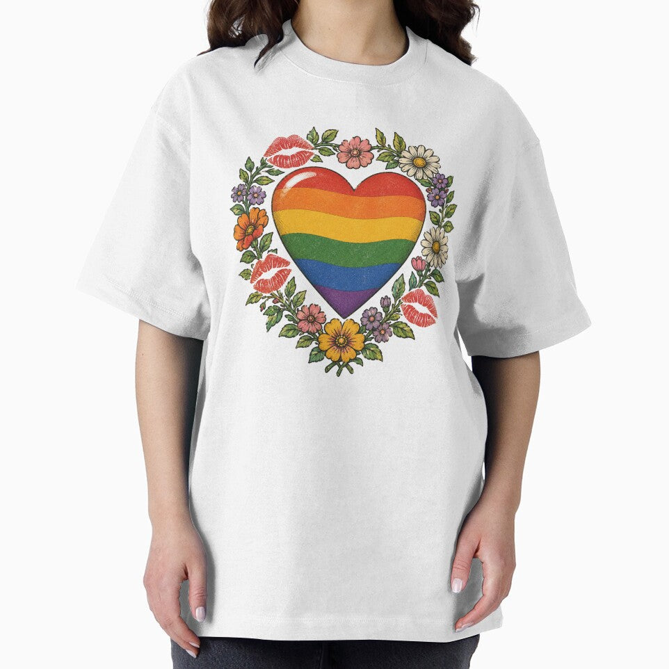 Vintage Rainbow Pride Heart Floral Design | LGBTQ+ Love and Equality Retro Aesthetic by TheStephanieRome