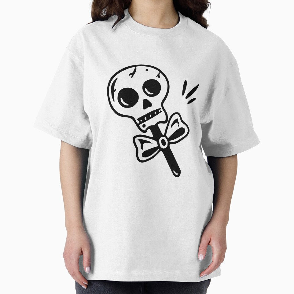 Cute Skull Lollipop Outline – Minimal Spooky Line Art by Horrify