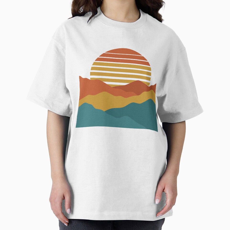 Retro 70s Sunset Over Layered Mountains by SithCreation