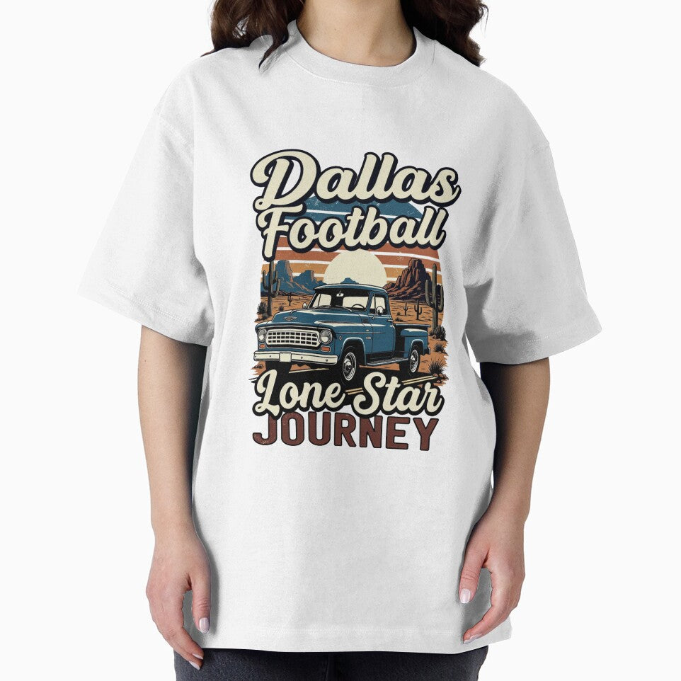 Dallas Football Lone Star Journey | Retro Desert Sunset Design by Fast-Fashion