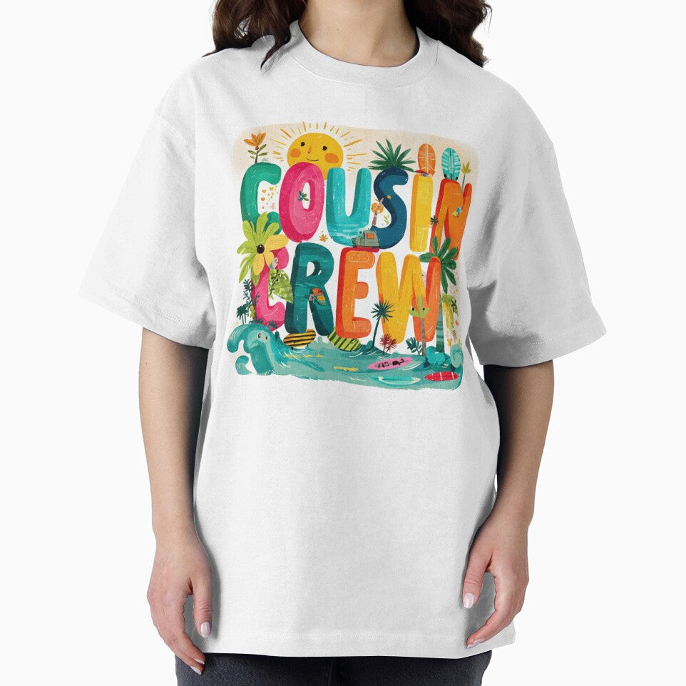 Cousin Crew Beach T-Shirt – Tropical Palms, Waves & Sunshine Family Matching Tee by Happy'CLICK'