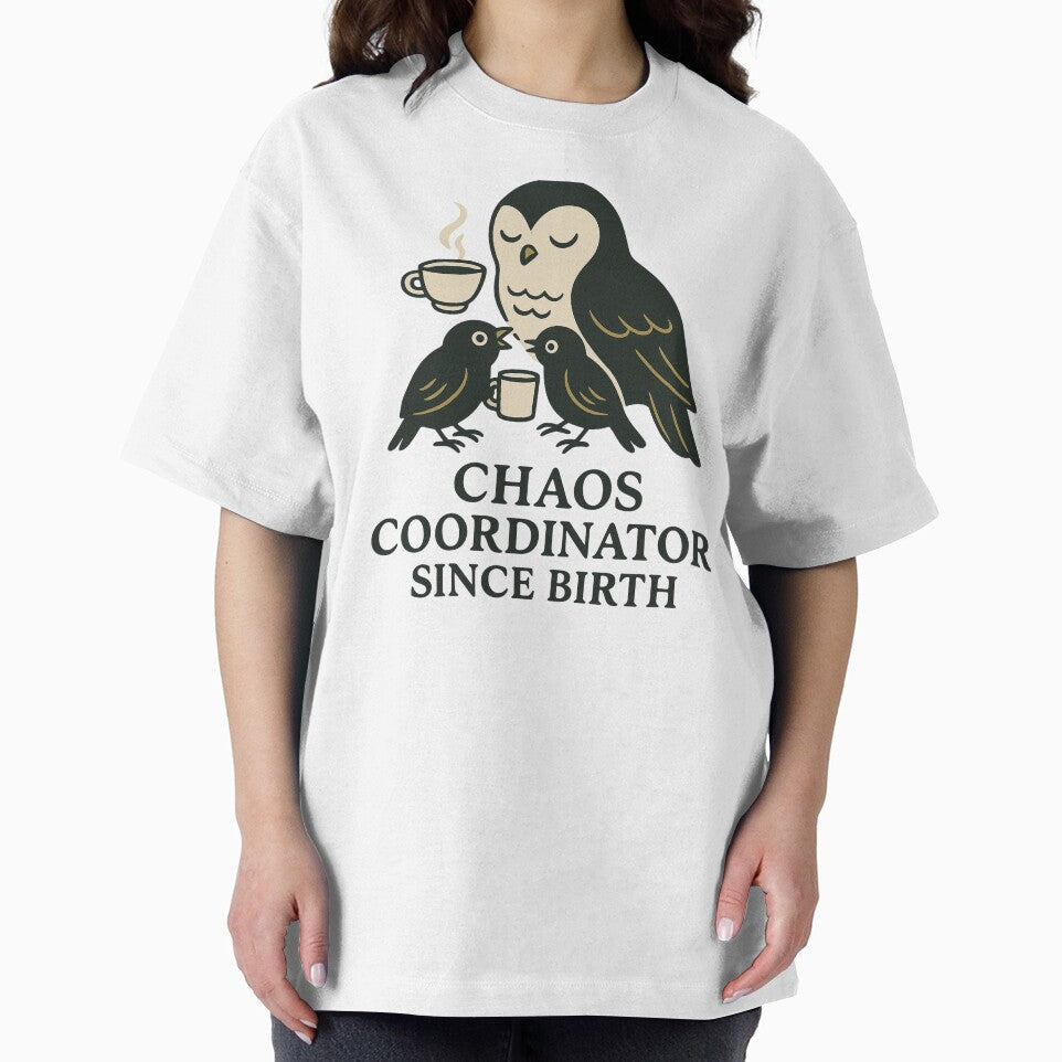 Chaos Coordinator Owl with Coffee and Birds by Lacritsa